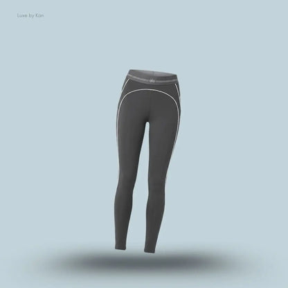 Alo Airbrush High-Waist Heart Throb Legging in Anthracite/White, flat lay on light blue background