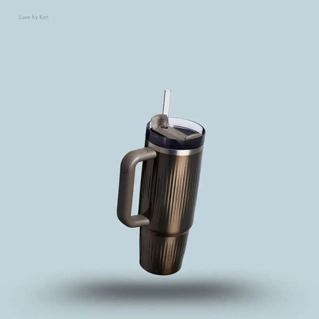 Stanley Quencher H2.0 Fluted Tumbler 0.89L back view showing comfort-grip handle and fluted texture India