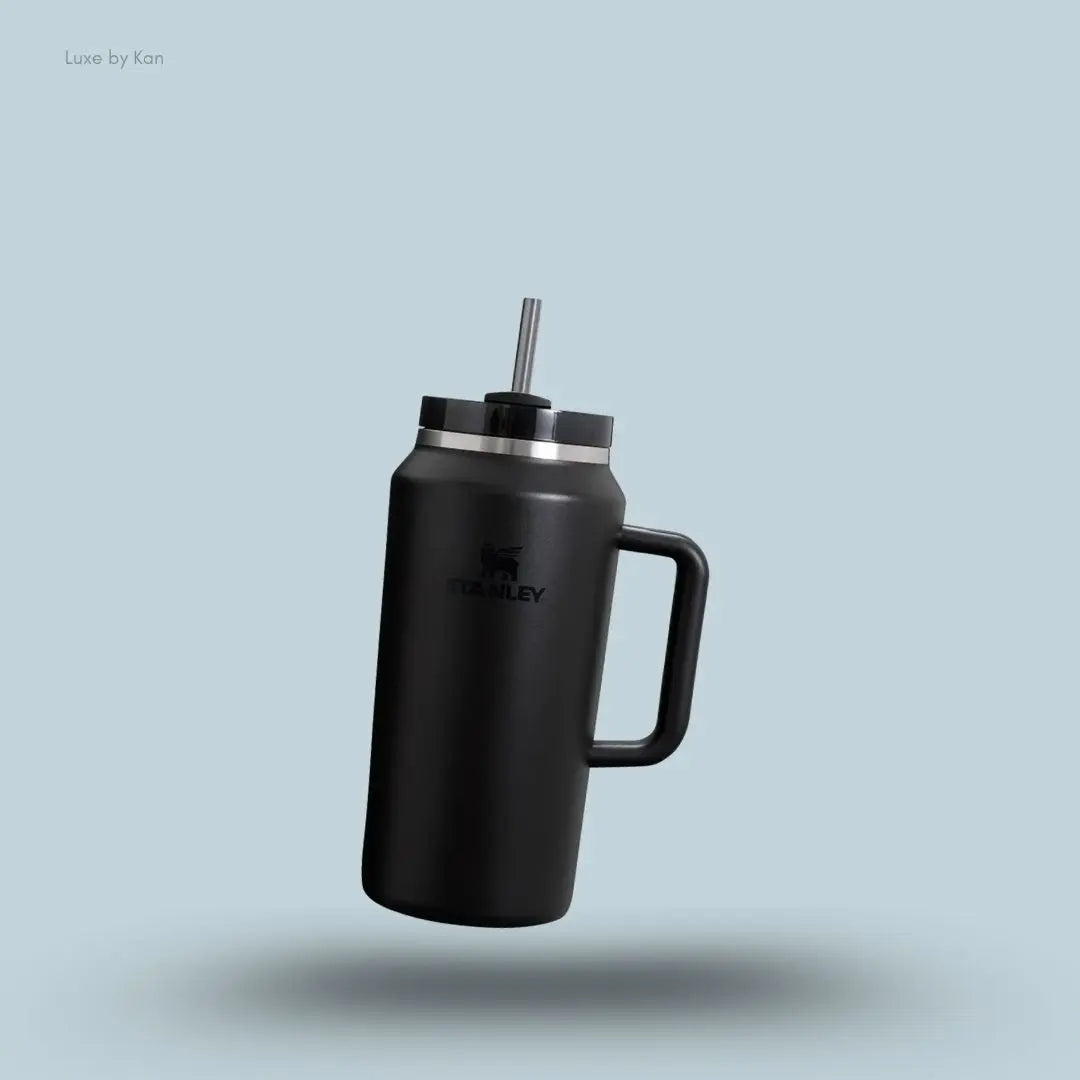 Stanley Quencher H2.0 FlowState Tumbler 1.9L Black 2.0 colour all-day hydration tumbler with FlowState lid front view India