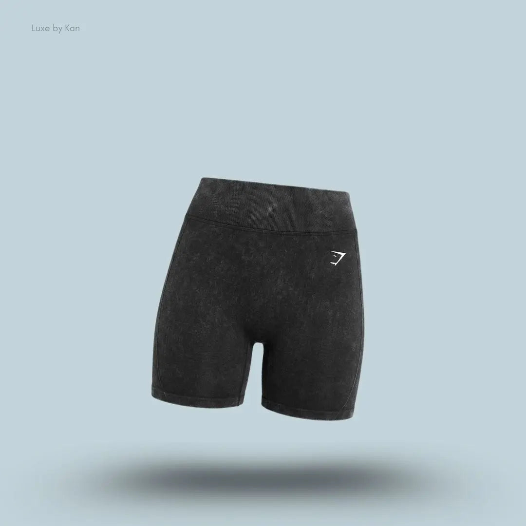 Gymshark x Bratz Shorts Black Wash Limited Edition high-waisted squat-proof dipped waistband bum scrunch washed finish women's activewear front view India