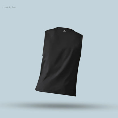 Alo Conquer Muscle Tank in Black, back view
