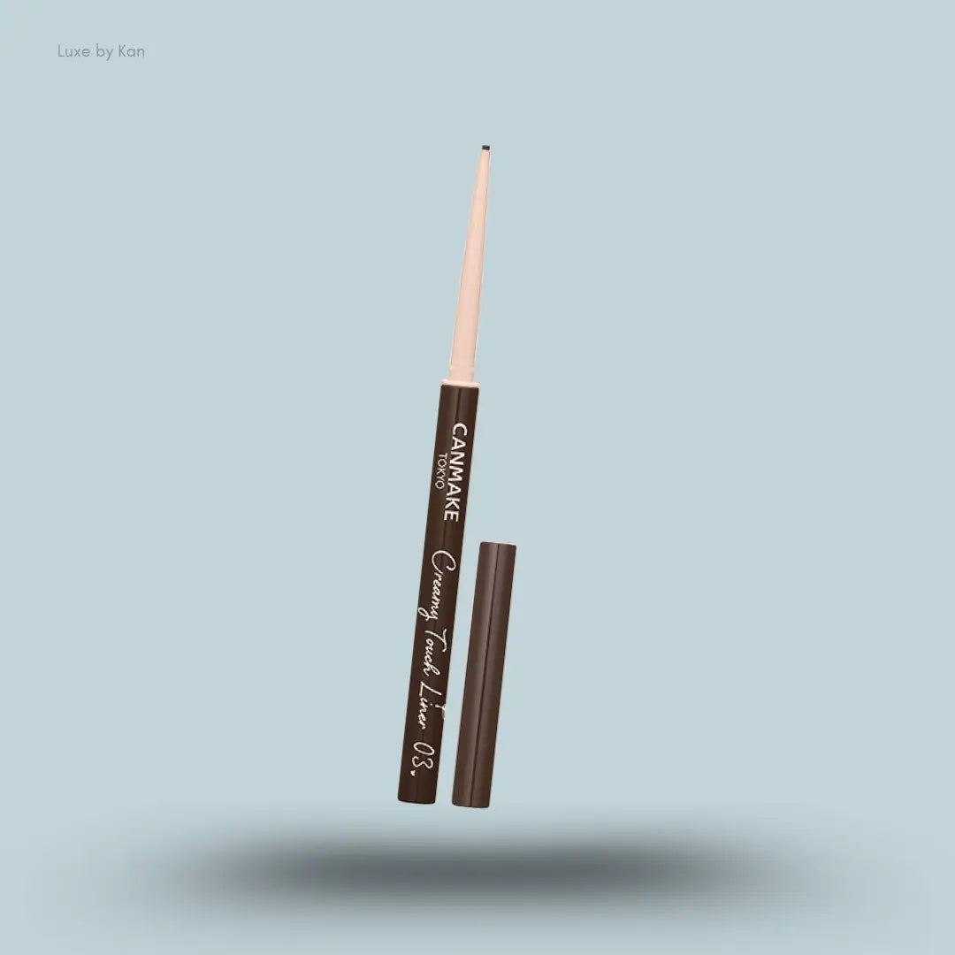 Canmake Creamy Touch Liner in 03 Dark Brown, gel eyeliner pencil with cap off