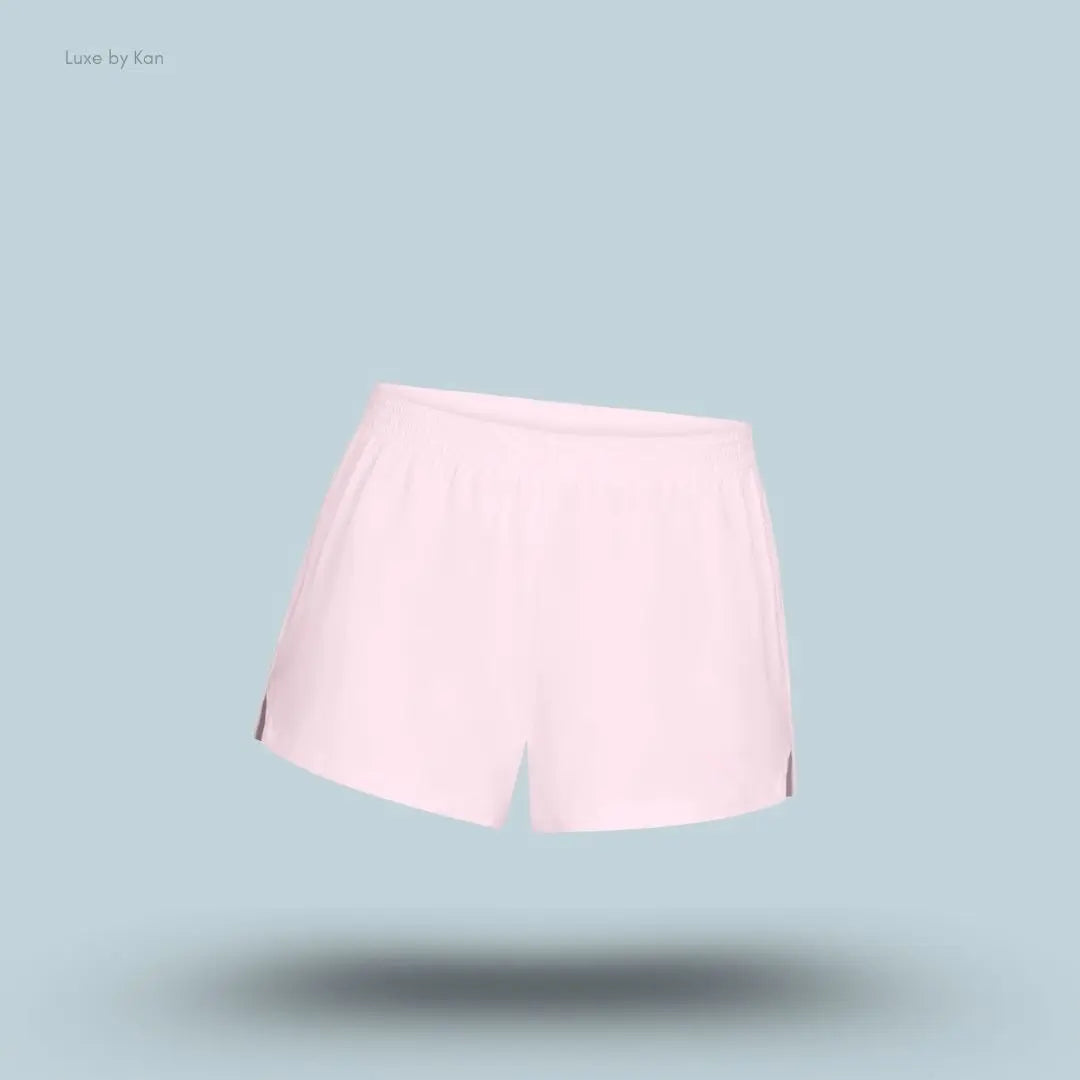SKIMS Cotton Jersey Loose Short in Cherry Blossom, flat lay on light blue background
