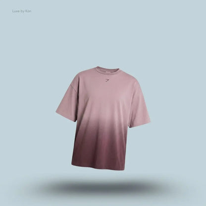 Gymshark Hard Work Dice Graphic Short Sleeve T-Shirt Cherry Purple Wash oversized fit acid wash dice graphic pump cover women's activewear front view India