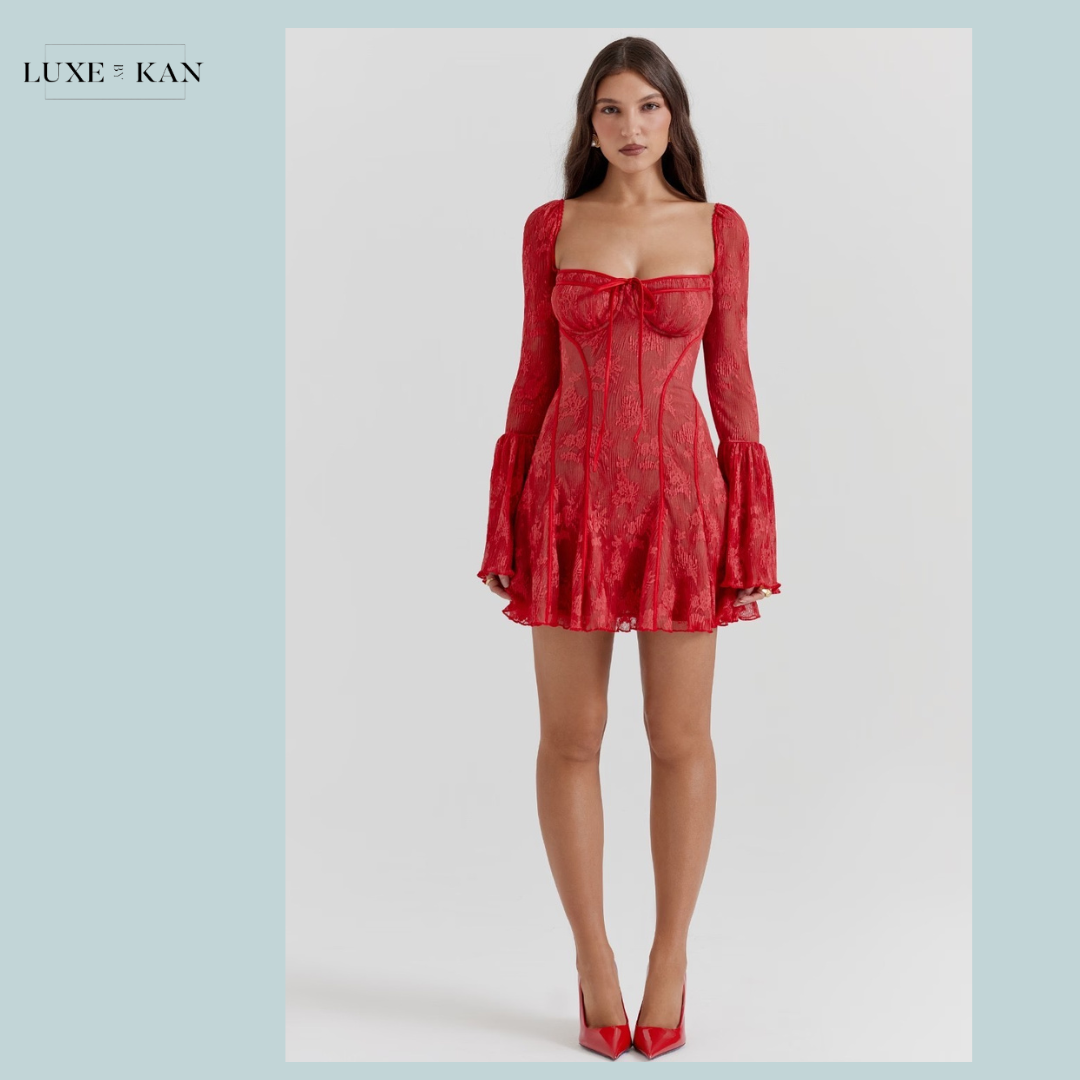 HOUSE OF CB Analissa Scarlet Lace Corset Dress