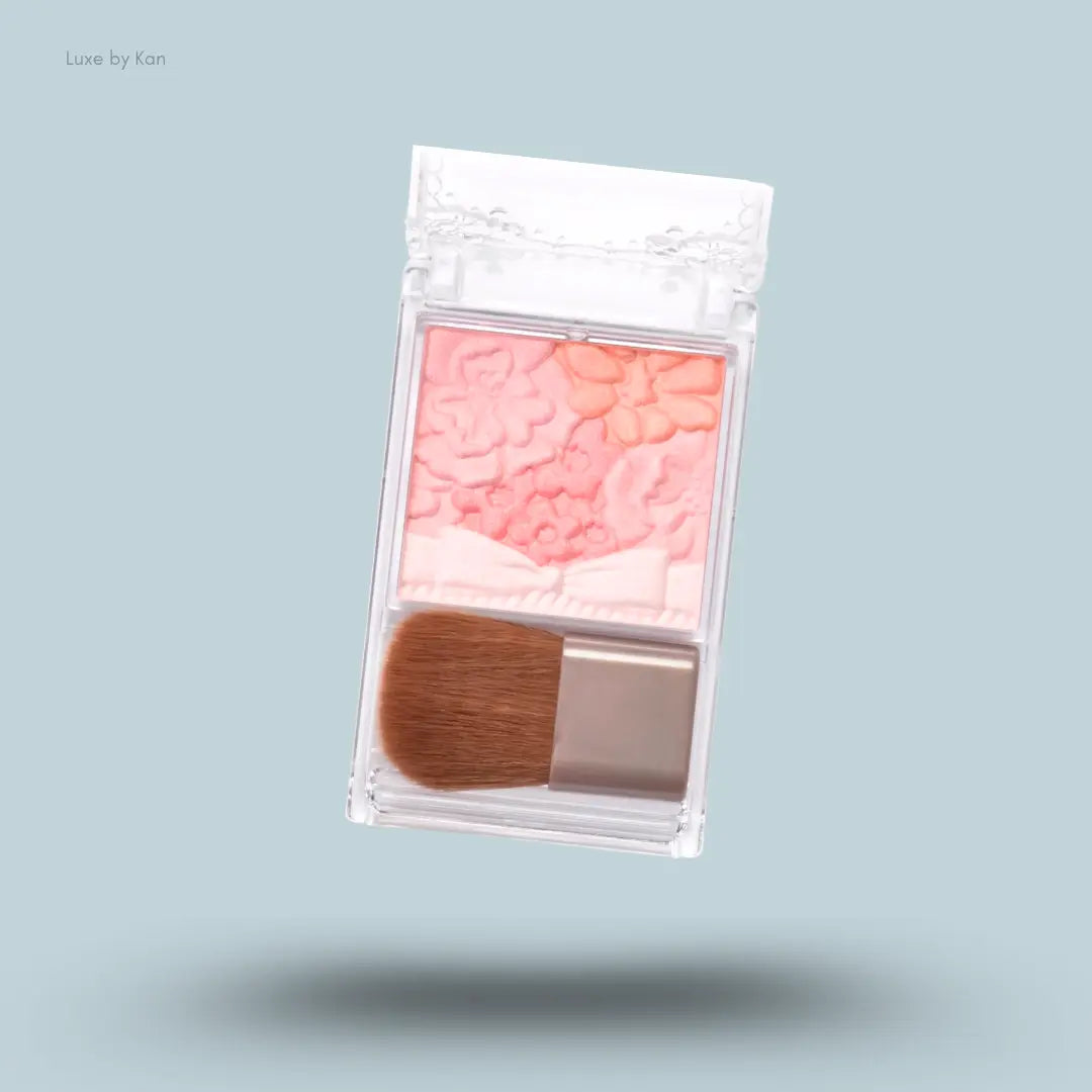 Canmake Glow Fleur Cheeks 02 Apricot Fleur, close-up of coral-apricot flower petal shades