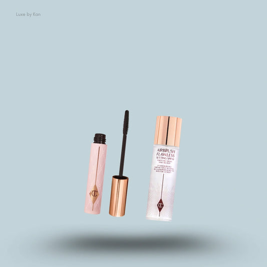 Charlotte Tilbury Finishing Touch Bundle - Airbrush Flawless Setting Spray 100ML & Push Up Mascara 10ML in Super Black