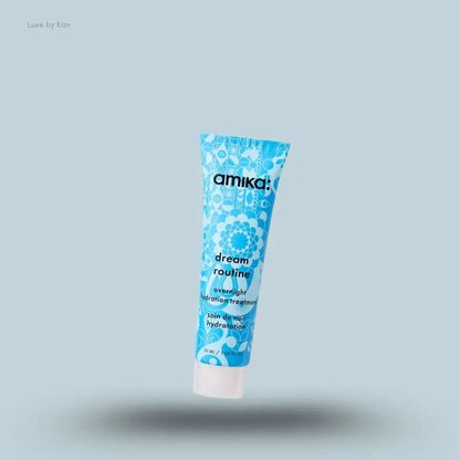 Amika Dream Routine Overnight Hydration Treatment tube on blue background — available in India at Luxe by Kan
