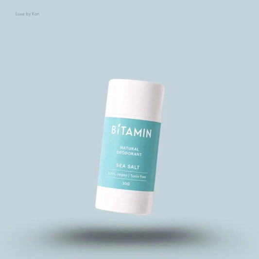 Bitamin Seasalt Natural Deodorant 30g roll-on on blue background — Luxe by Kan India
