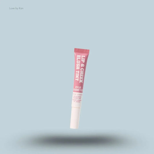 Kylie Cosmetics Lip and Cheek Blush Tint 9ml tube on blue background — Luxe by Kan India