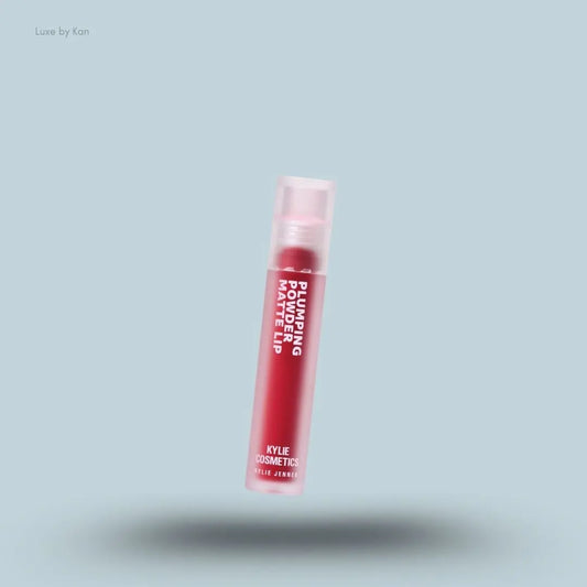 Kylie Cosmetics Plumping Powder Matte Lip 3ml bottle on blue background — Luxe by Kan India