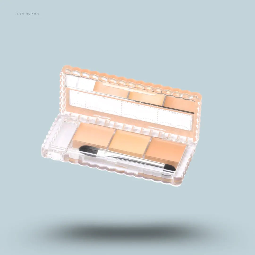 Canmake Color Mixing Concealer in Beige, open palette showing three concealer shades and mixing space