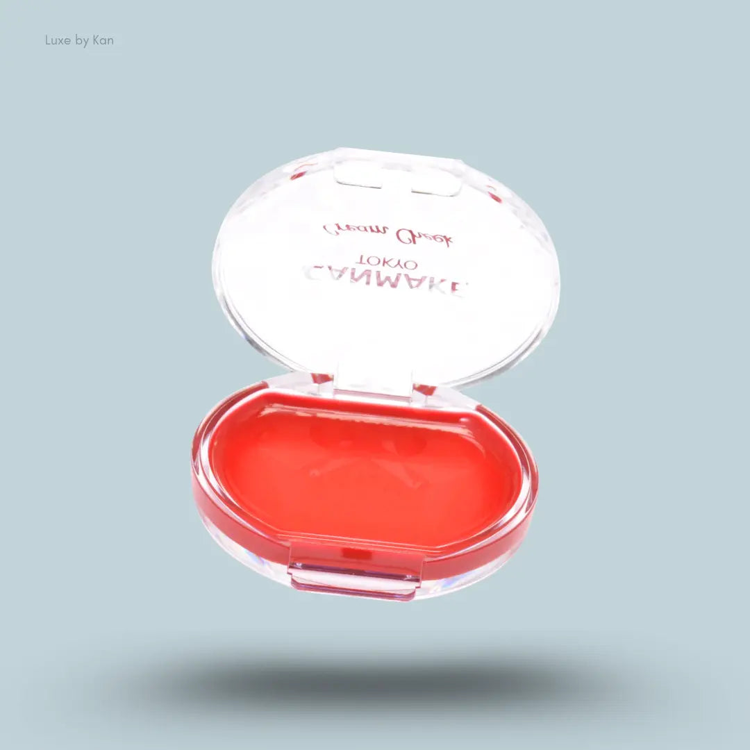 Canmake Cream Cheek in CL01 Clear Red Heart, open compact showing the clear red gel