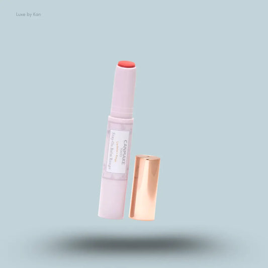Canmake Stay-On Balm Rouge in Sweet Pea, tinted lip balm with cap off