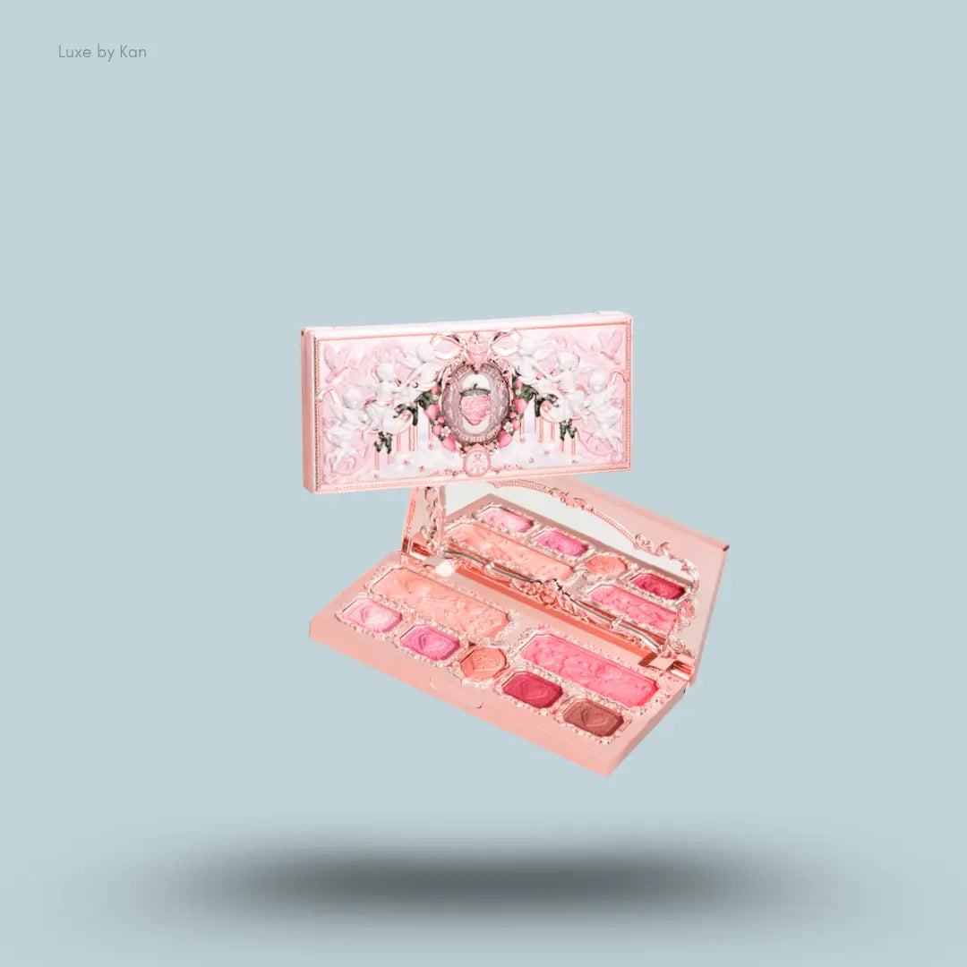 Flower Knows Strawberry Cupid Makeup Palette in 02 Cupid's Mischief, romantic pink mattes and shimmers