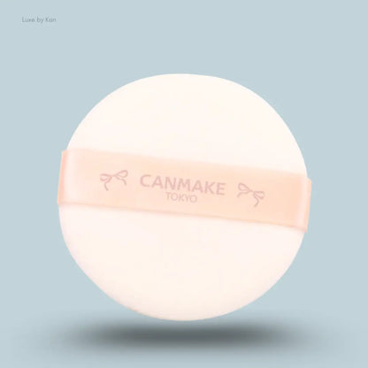 Canmake Marshmallow Finish Powder in Matte Beige Ocher, open compact with cushion applicator