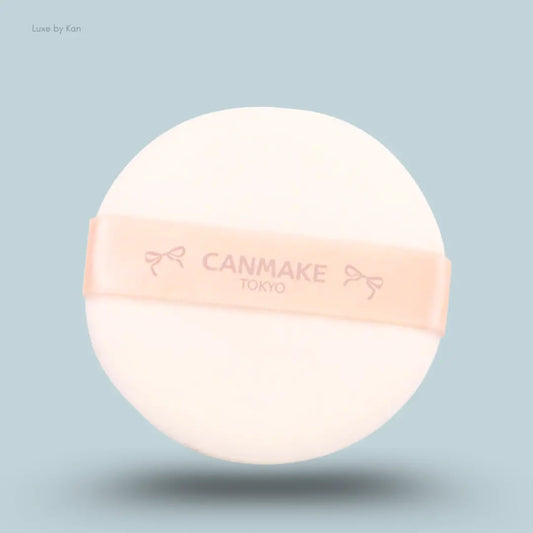 Canmake Marshmallow Finish Powder in Matte Beige Ocher, open compact with cushion applicator