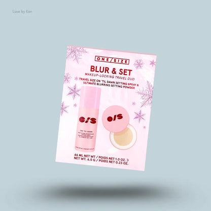 ONE/SIZE On 'Til Dawn Setting Powder Holiday Kit pink Blur & Set travel pack on blue background
