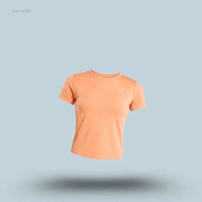 Gymshark Washed Pastel Baby Tee Dayglow Peach Wash regular fit midi length acid washed women's T-shirt front view India