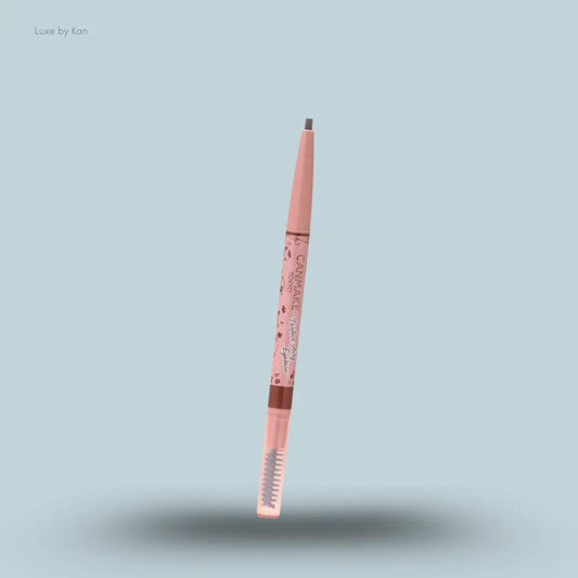 Canmake Perfect Airy Eyebrow in 02 Natural Brown, waterproof eyebrow pencil with screw brush