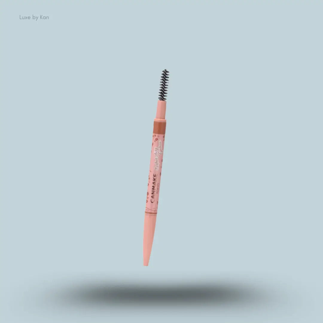 Canmake Perfect Airy Eyebrow in 03 Cinnamon Brown, pencil tip and screw brush applicator
