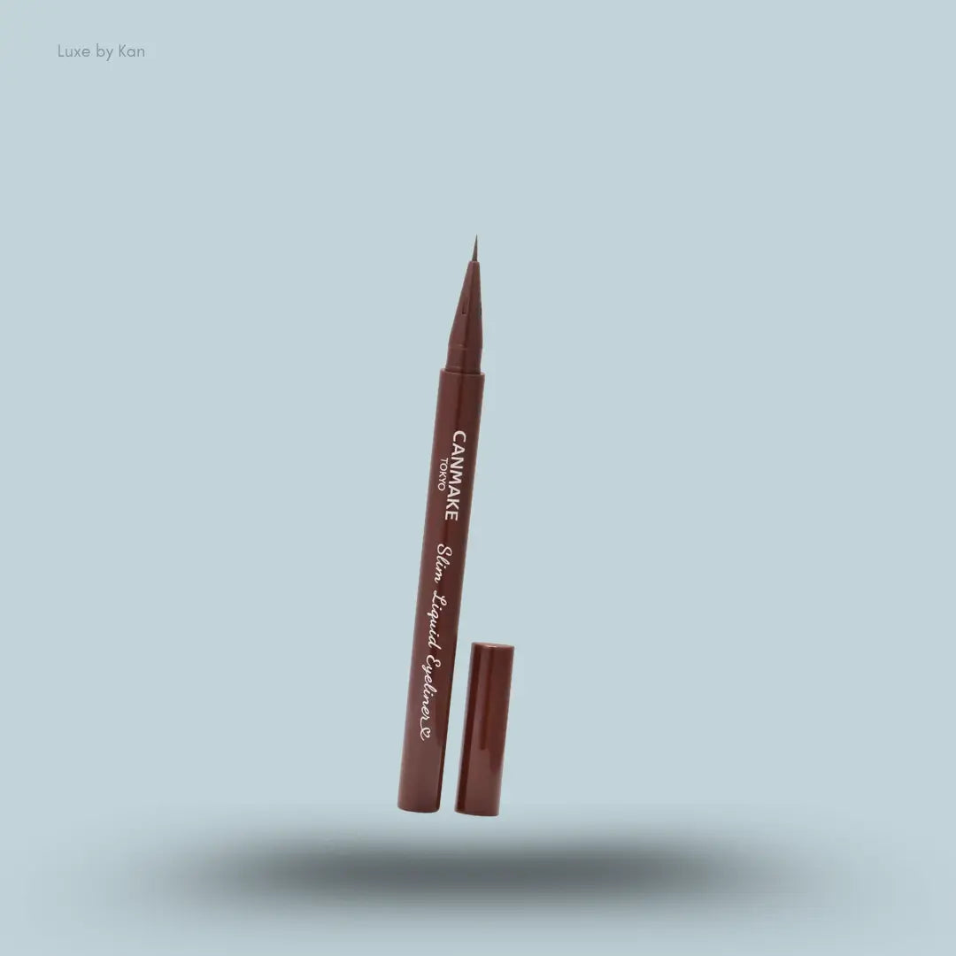 Canmake Slim Liquid Eyeliner in 02 Brown, liquid eyeliner pen with cap off