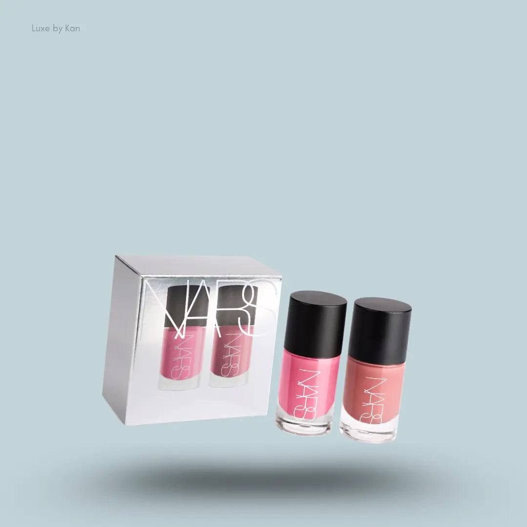 NARS Mini Insatiable Liquid Blush Duo in Fast Ride, two blush bottles with packaging