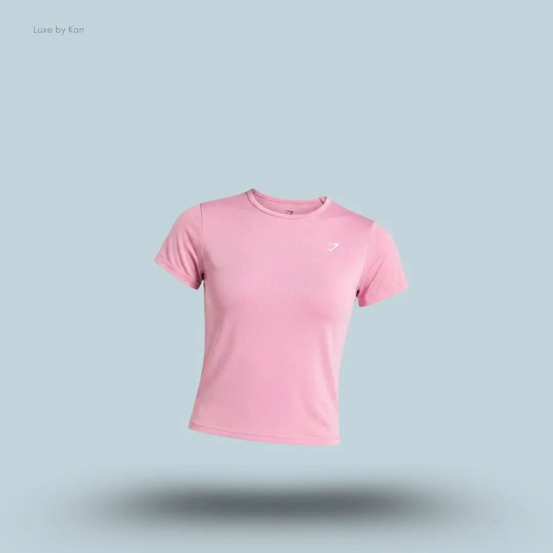 Gymshark Washed Pastel Baby Tee Focus Pink Wash regular fit midi length acid washed women's T-shirt front view India