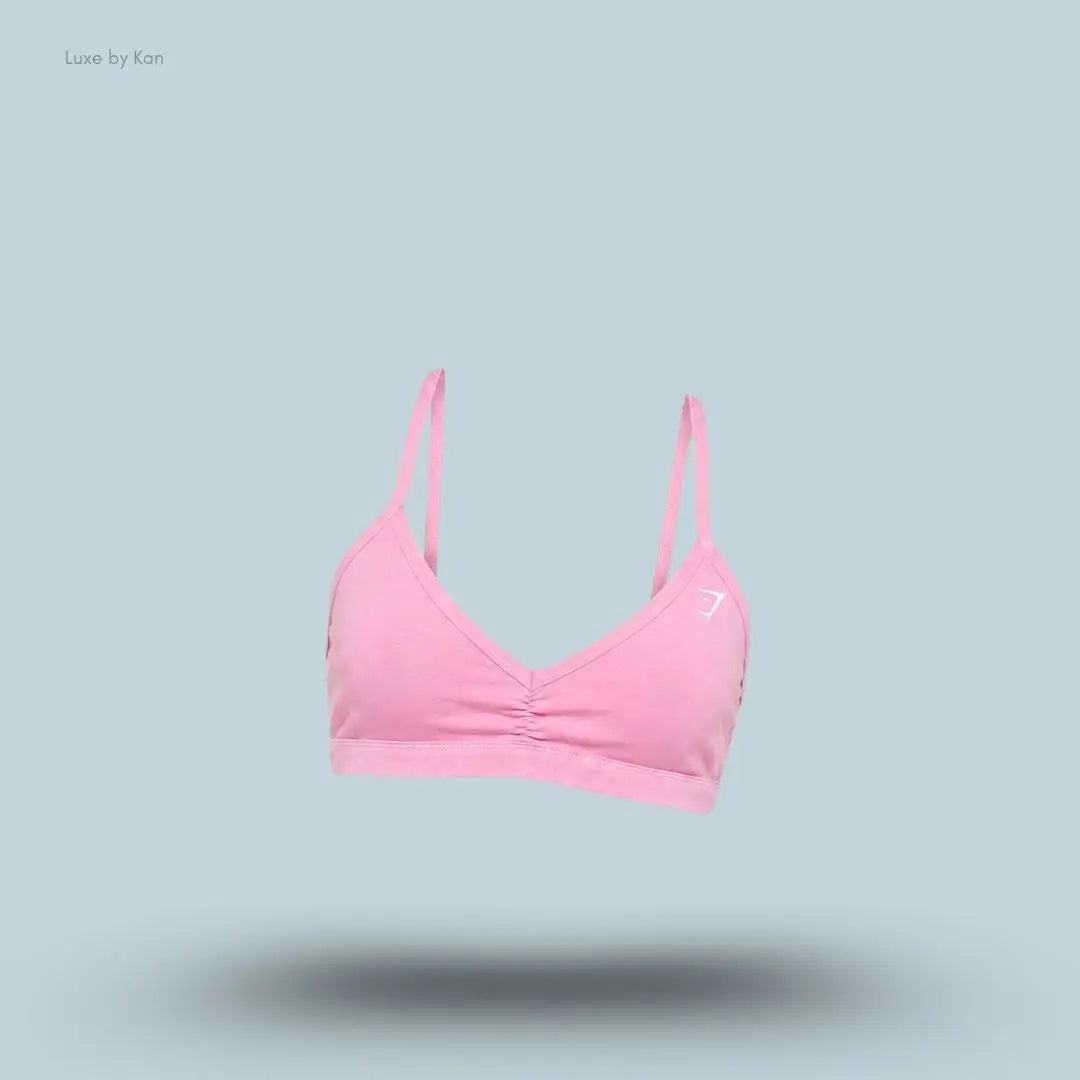 Gymshark Washed Minimal Sports Bra Focus Pink Wash light support halter neck acid washed women's sports bra front view India