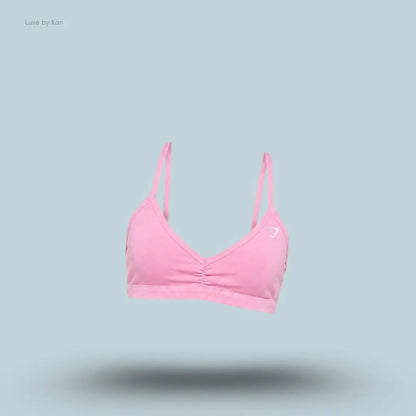 Gymshark Washed Minimal Sports Bra Focus Pink Wash light support halter neck acid washed women's sports bra front view India