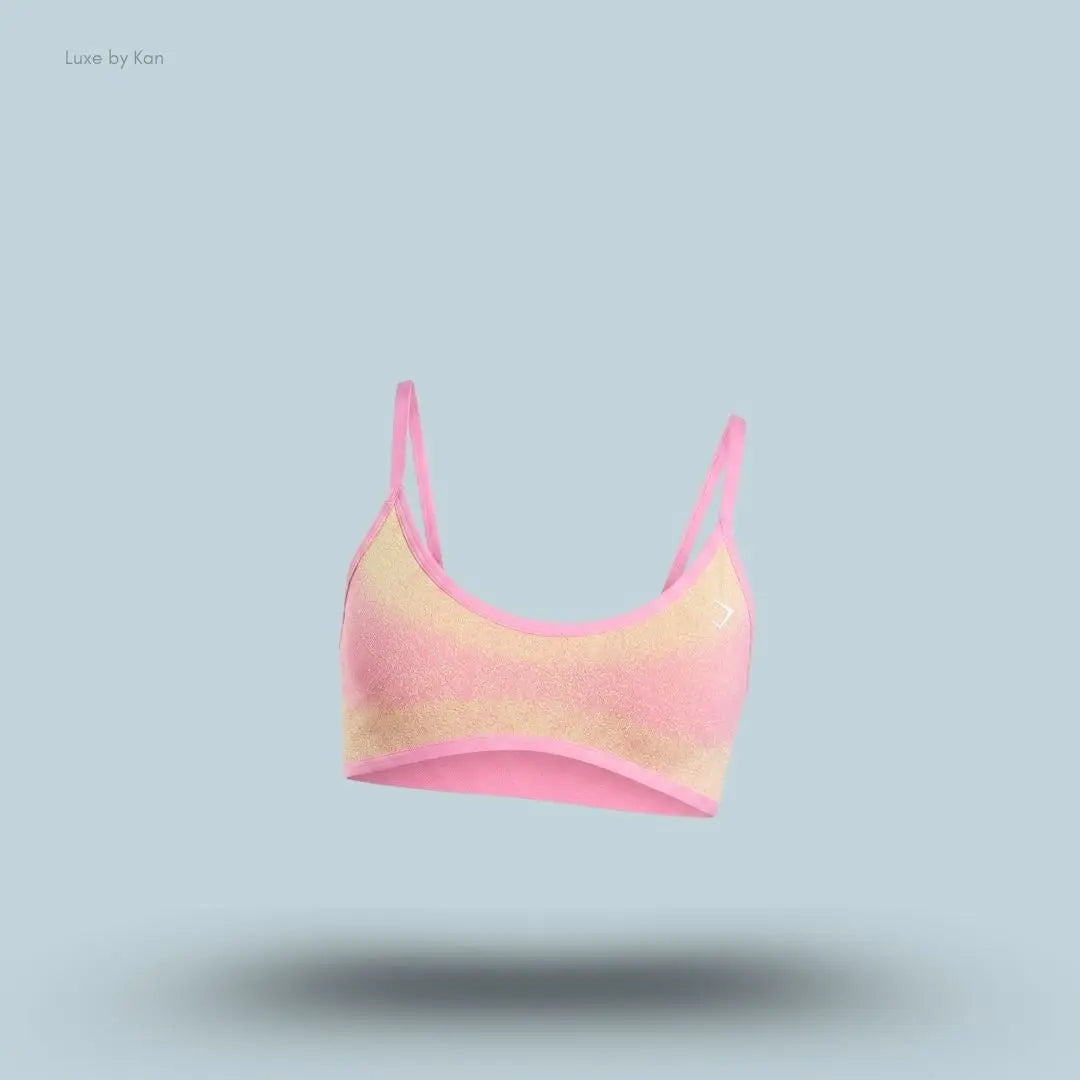 Gymshark Blush Seamless Light Support Sports Bra ombre seamless adjustable straps removable cups open back light support women's sports bra front view India