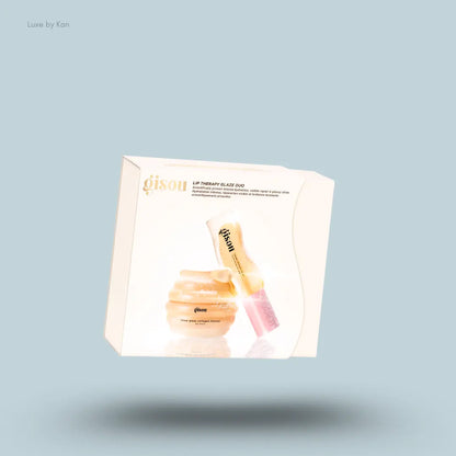 Gisou Lip Therapy Glaze Duo with Honey Gold lip oil and collagen lip mask and packaging