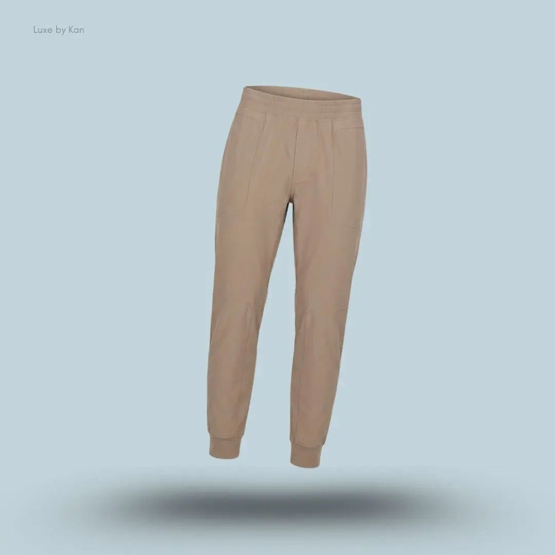 Alo Co-Op Pant in Gravel, flat lay on light blue background