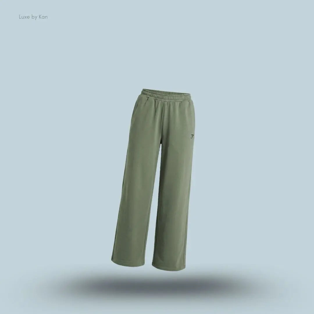 Gymshark Lifting Dipped Waistband Pants Unit Green regular fit deep V dipped waistband bum scrunch straight leg women's activewear front view India