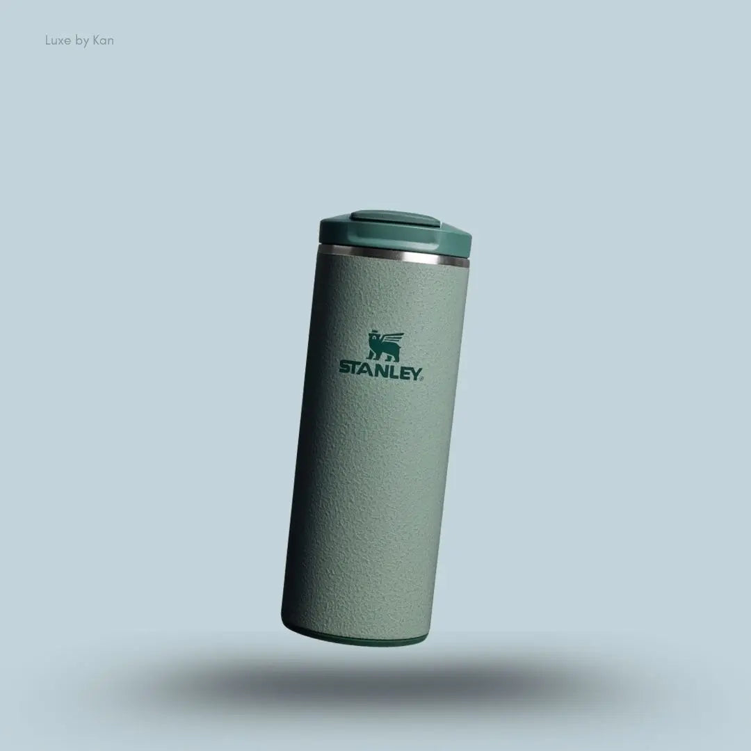 Stanley Transit Fliptop Mug 0.35L Hammertone Green colour front view AeroLight technology India