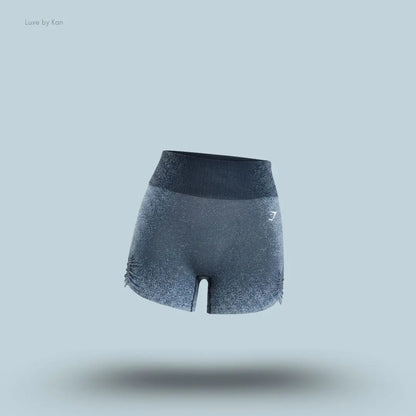 Gymshark Blush Seamless Shorts Heavy Blue Chilled Blue medium-high rise seamless ombre ruched sides women's activewear shorts front view India