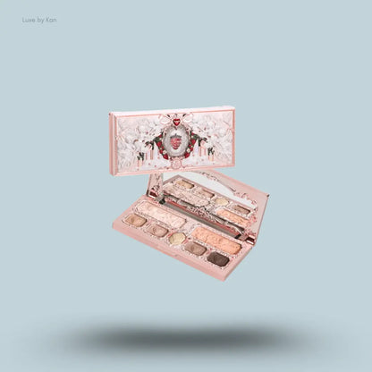 Flower Knows Strawberry Cupid Makeup Palette in 01 Honey Canelé, warm face palette in ornate case