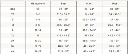 SKIMS Cotton Jersey Mini Dress size guide chart with measurements