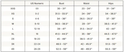 SKIMS Sheer Knit Plunge Tank size guide chart with measurements