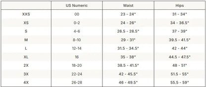 SKIMS Shine Foundations Dipped Bikini size guide chart with measurements