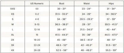 SKIMS Sheer Knit Ruffle Mini Skirt size guide chart with measurements