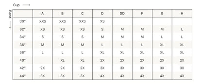 SKIMS Lightweight Cotton Pointelle Scoop Bralette size guide chart with measurements