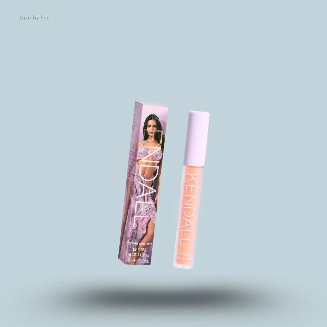 Kylie Cosmetics Kendall Lip Gloss 3g bottle on blue background — Luxe by Kan India
