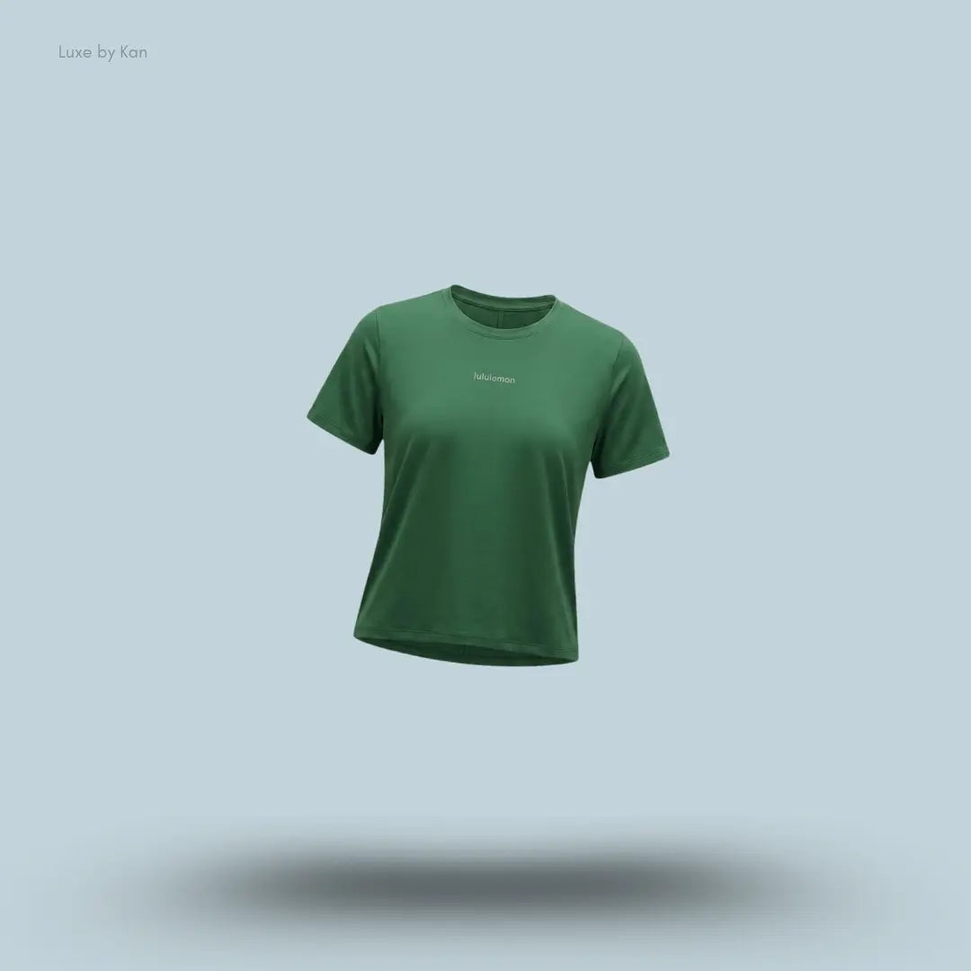 Lululemon Women's Fast and Free Short-Sleeve Shirt, featuring a modern relaxed fit in green