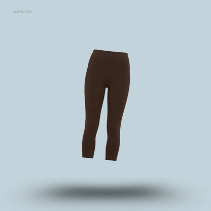 walnut brown cropped leggings, featuring a high waistband for comfort and flexibility.