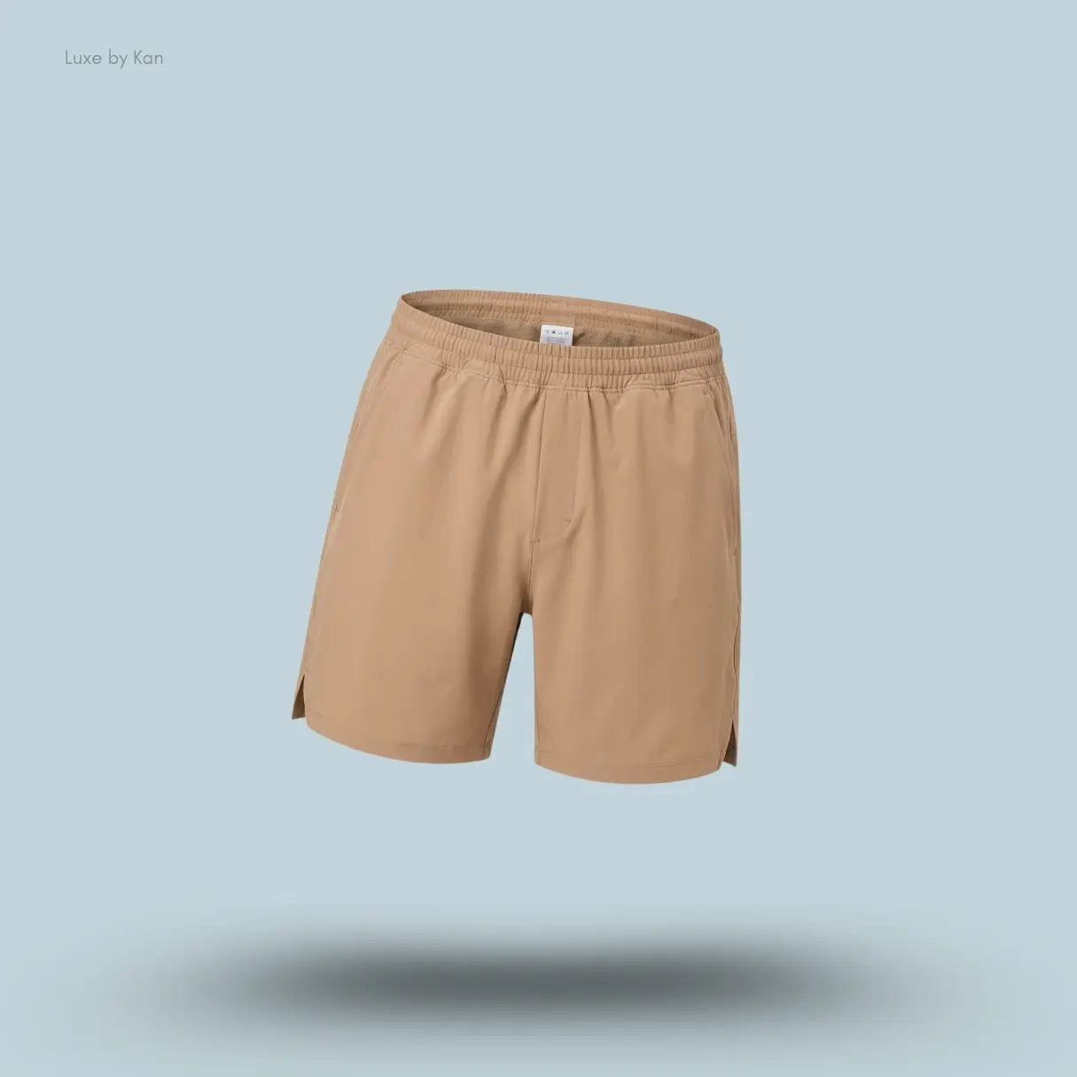 Lululemon Pace Breaker Linerless Short 7" in brown, front view on light blue background