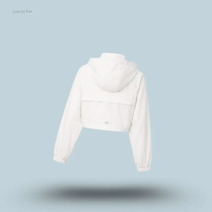 Alo Cropped Playmaker Jacket in Ivory, back view