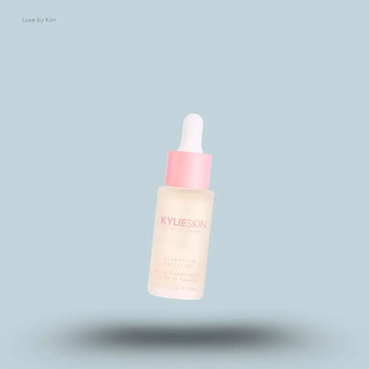 Kylie Skin by Kylie Jenner Clarifying Facial Oil bottle on blue background — LBK India