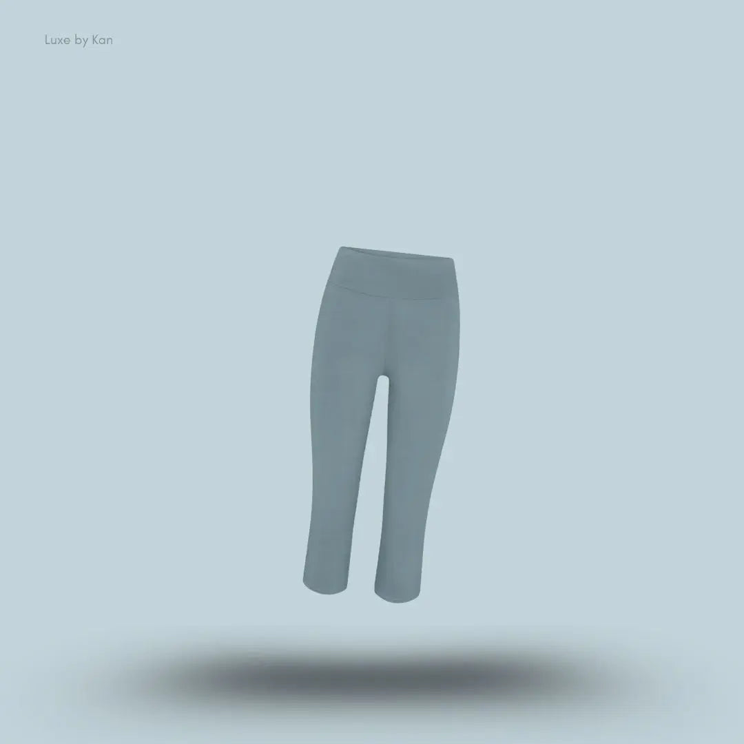 SKIMS Cotton Jersey Foldover Capri in Kyanite, flat lay on light blue background
