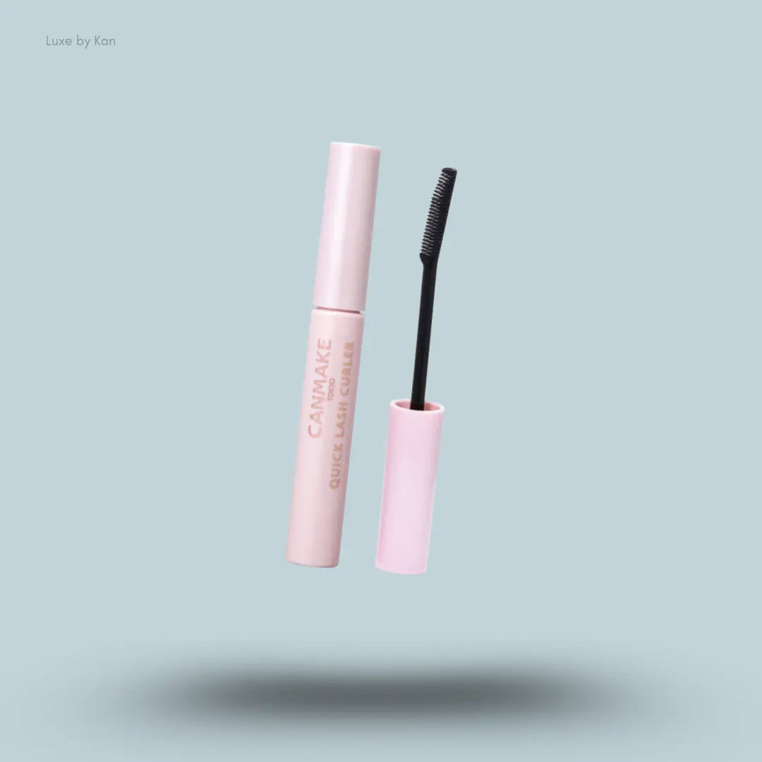 Canmake Quick Lash Curler in Black, mascara tube with curler wand